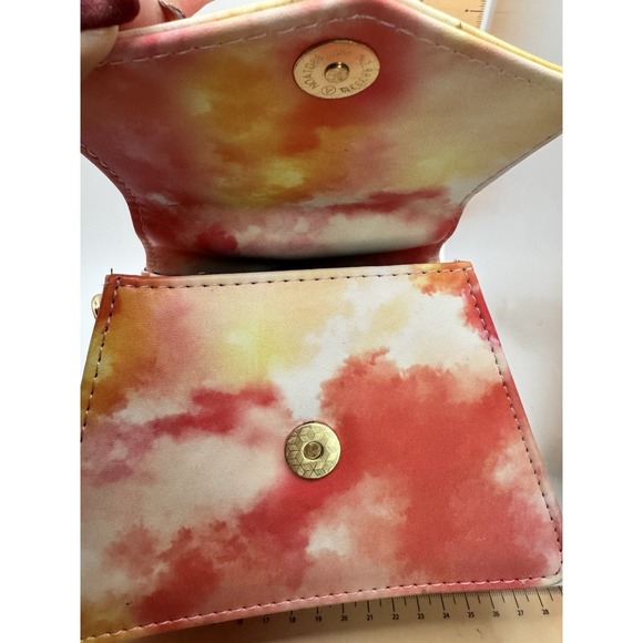 NY New York Rainbow Tie Dye Pink Rhinestone Shoulder Strap Chain Purse Handbag - Picture 7 of 11